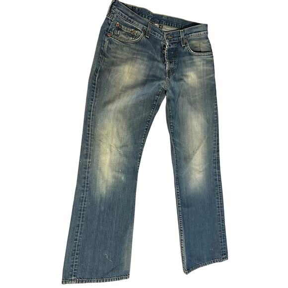 Vintage Lucky Brand Jeans Size 32 90’s Blue Fade Dungarees Cloverleaf Made USA - Picture 3 of 12